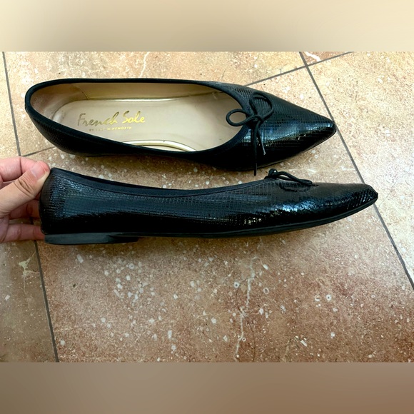 French Sole | Penelope Black Lizzard Patent | pointed-toe flats size 38 - Picture 4 of 6